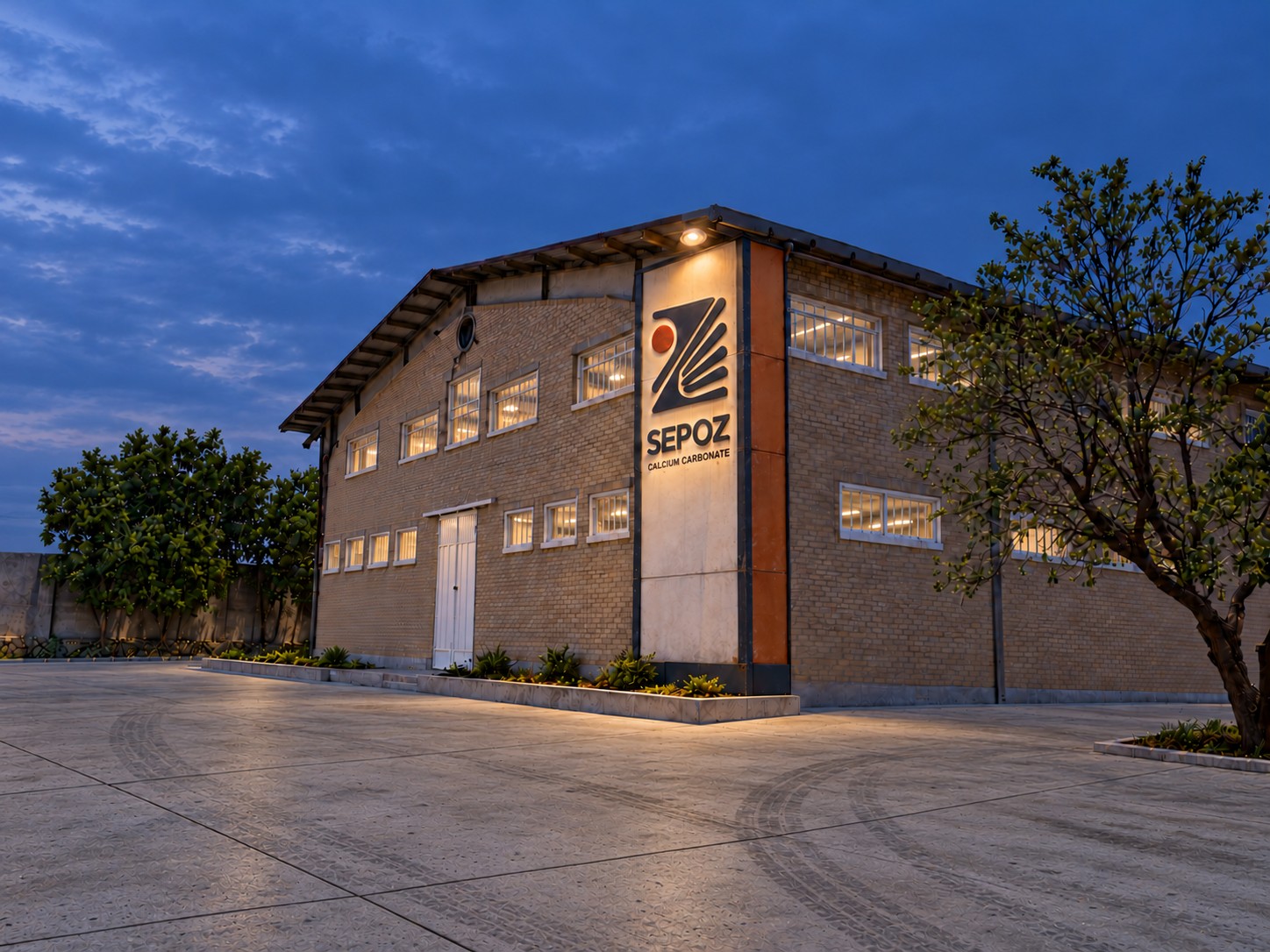 Exterior of the Sepoz calcium carbonate production facility